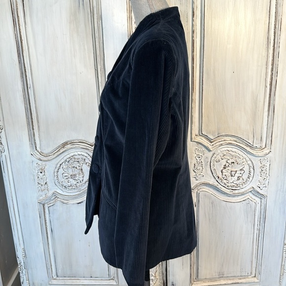 The J. Peterman Company 100% Cotton Deep Blue Corduroy Collarless Blazer Classic - Picture 6 of 11
